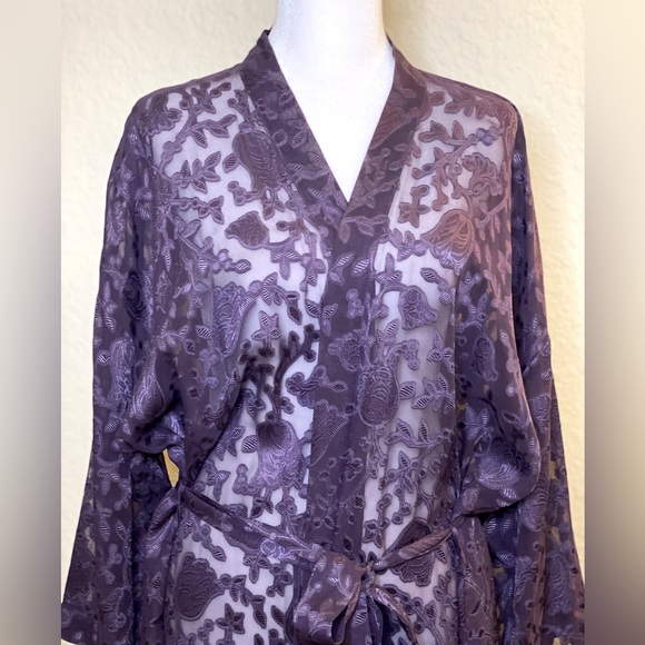 Women’s Sheer Robe by Fantasies by Morgan Taylor. Wrap Front with Kimono Sleeves - Picture 5 of 6